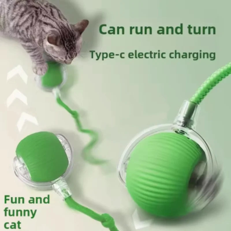 Rechargeable Interactive Cat Ball Toy With Faux Tail