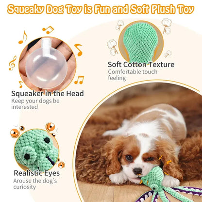 Plush Squeaky Dog Chew Toy – Durable Teeth Cleaning Play