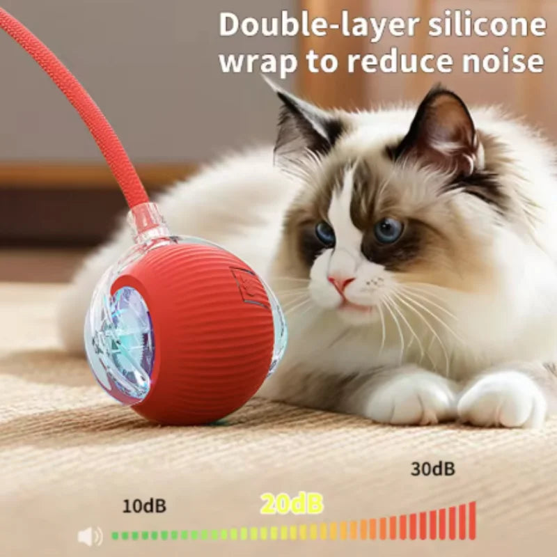 Rechargeable Interactive Cat Ball Toy With Faux Tail