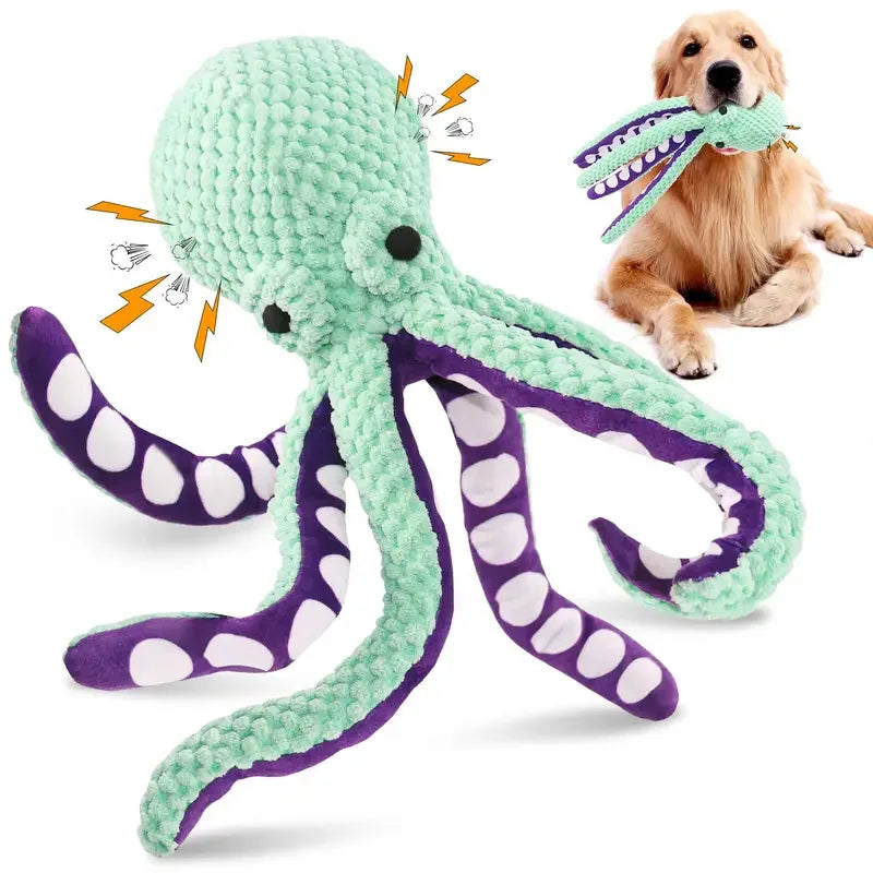 Plush Squeaky Dog Chew Toy – Durable Teeth Cleaning Play