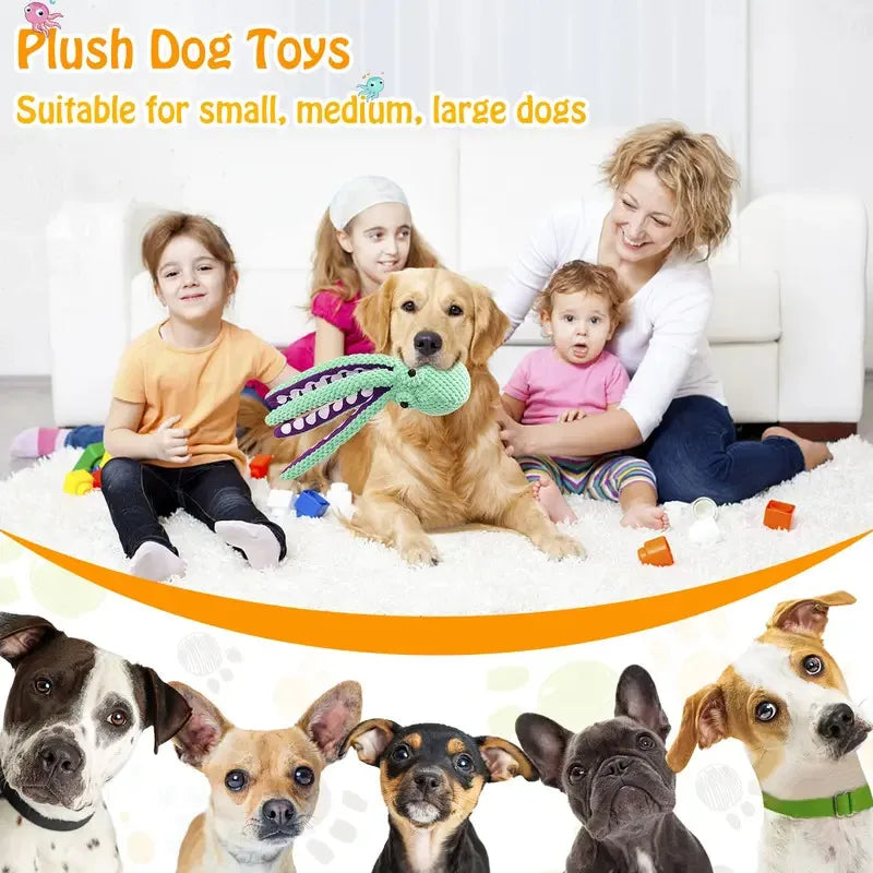 Plush Squeaky Dog Chew Toy – Durable Teeth Cleaning Play
