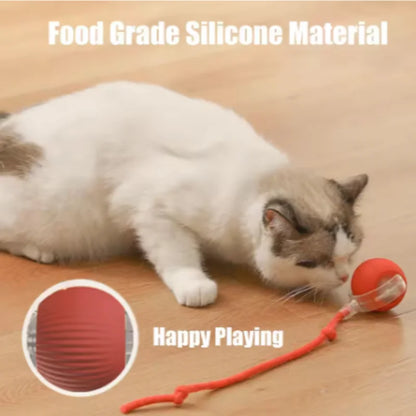 Rechargeable Interactive Cat Ball Toy With Faux Tail